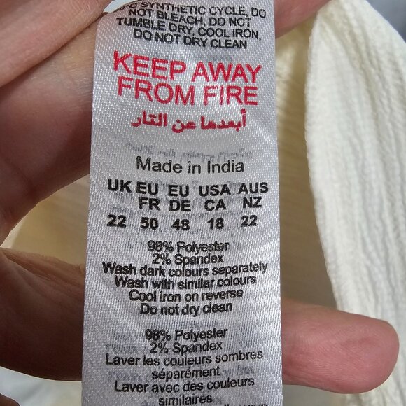 Boohoo Dress Cream Shift Coquette Boho Puff Sleeve 18 NWT - Picture 9 of 11